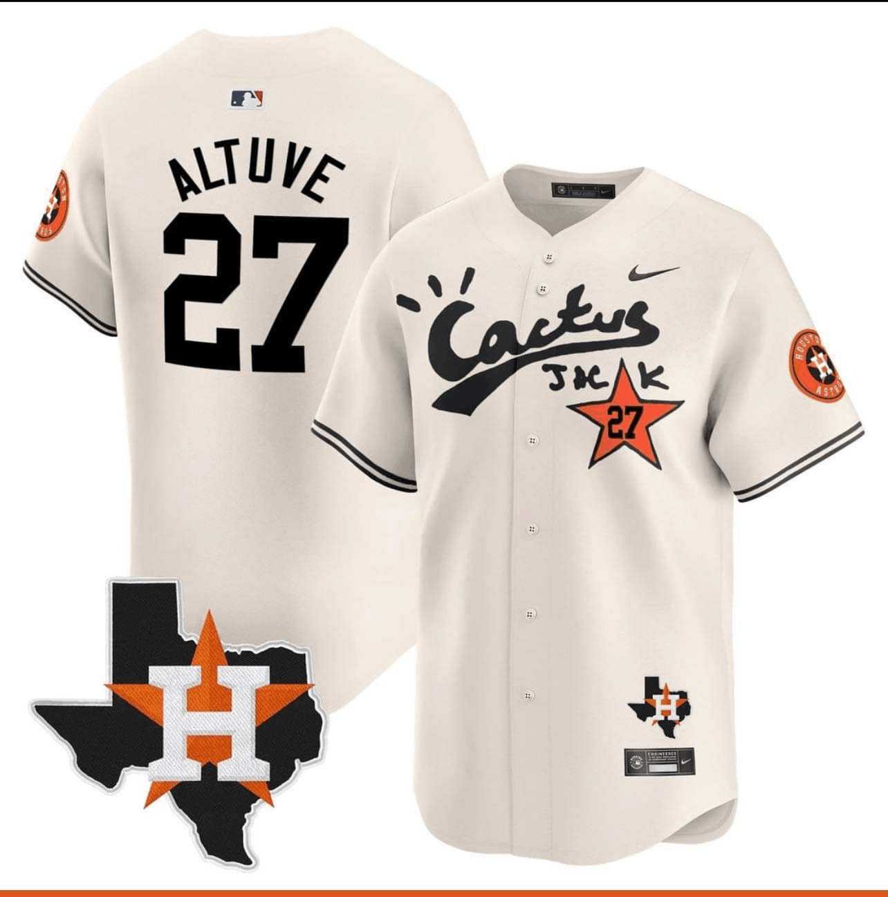 Personalized Men’s Houston Astros #27 Jose Altuve Cactus Jack Premier Limited Stitched Baseball Jersey