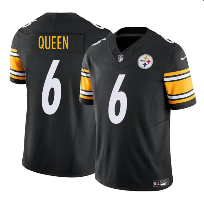 Personalized Men’s Pittsburgh Steelers #6 Patrick Queen Black F.U.S.E. Untouchable Limited Football Stitched Jersey