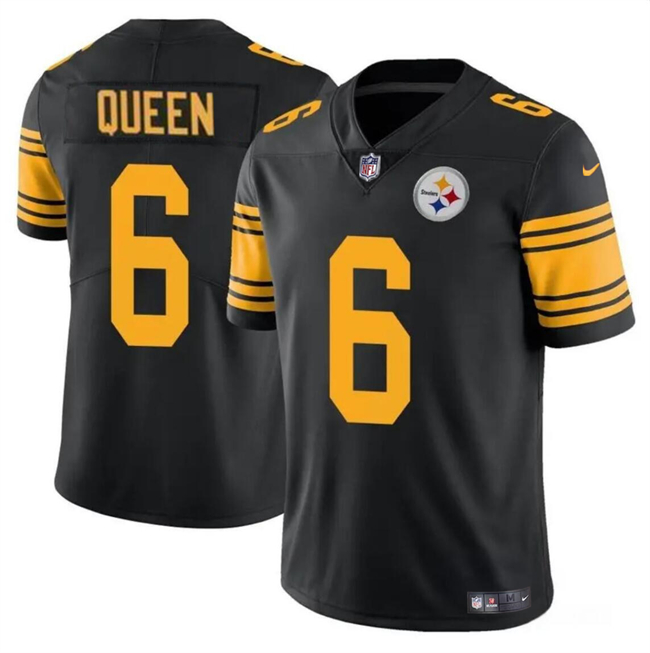 Personalized Men’s Pittsburgh Steelers #6 Patrick Queen Black Color Rush Untouchable Limited Football Stitched Jersey