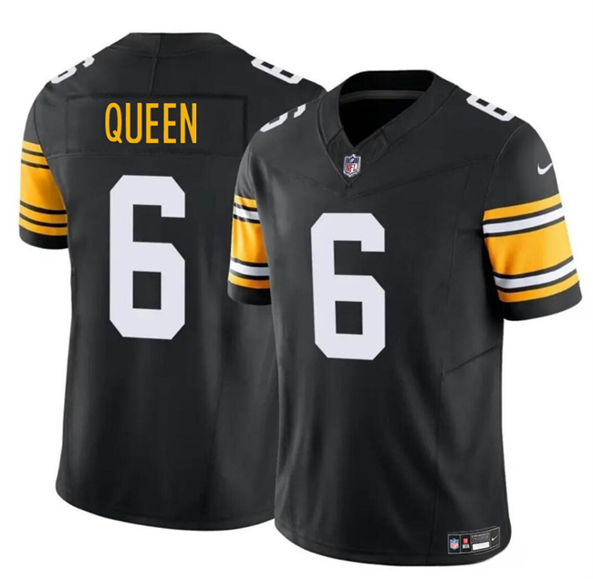 Personalized Men’s Pittsburgh Steelers #6 Patrick Queen Black 2023 F.U.S.E. Untouchable Limited Football Stitched Jersey