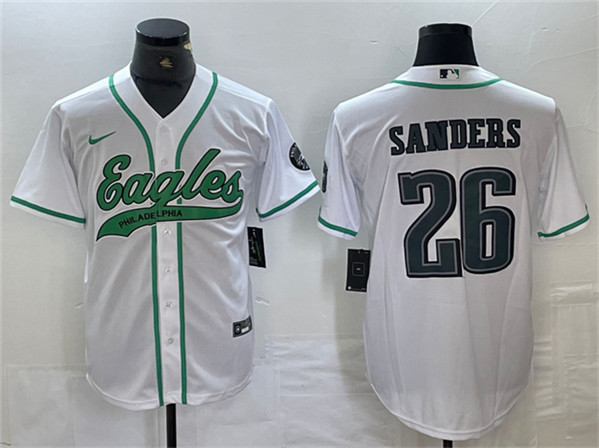 Personalized Men’s Philadelphia Eagles #26 Saquon Barkley White Cool Base Baseball Stitched Jersey