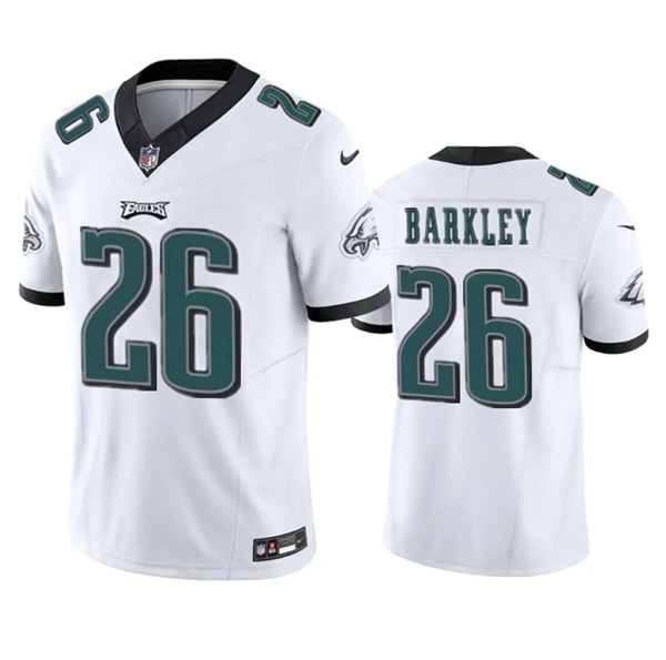 Personalized Men’s Philadelphia Eagles #26 Saquon Barkley White 2023 F.U.S.E. Untouchable Limited Football Stitched Jersey