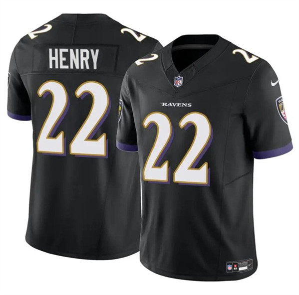 Personalized Men’s Baltimore Ravens #22 Derrick Henry 2023 F.U.S.E. Black Limited Football Stitched Jersey