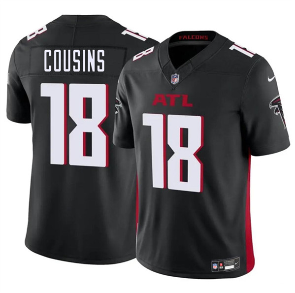 Personalized Men’s Atlanta Falcons #18 Kirk Cousins Black 2023 F.U.S.E. Untouchable Limited Football Stitched Jersey
