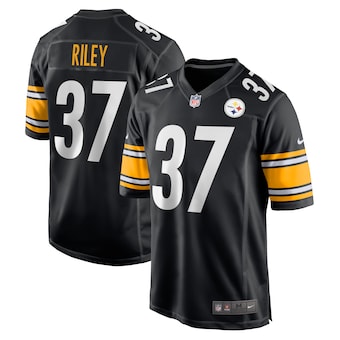 Personalized Men’s Pittsburgh Steelers #37 Elijah Riley Black Game Player Jersey