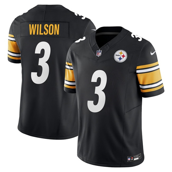 Personalized Men’s Pittsburgh Steelers #3 Russell Wilson Black 2024 F.U.S.E. Untouchable Limited Jersey