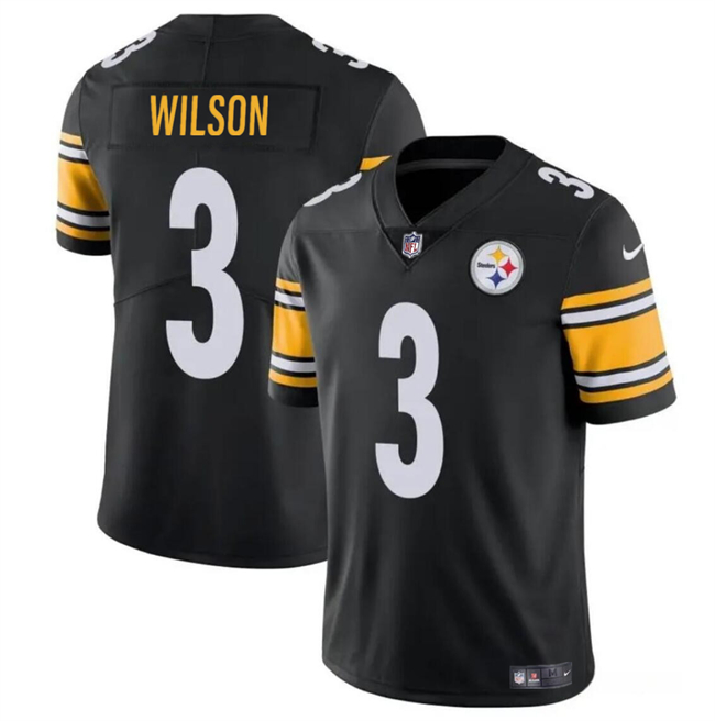 Personalized Men’s Pittsburgh Steelers #3 Russell Wilson Black Untouchable Limited Football Stitched Jersey