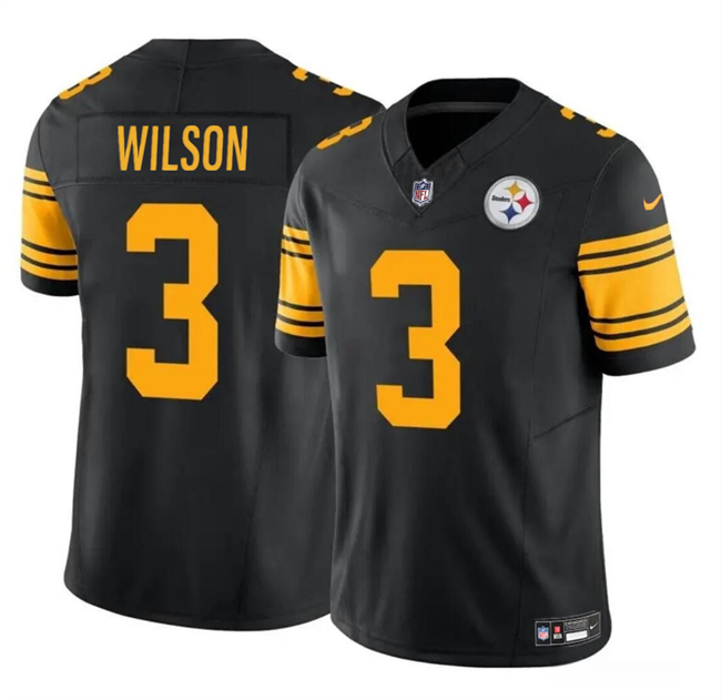 Personalized Men’s Pittsburgh Steelers #3 Russell Wilson Black 2024 F.U.S.E.Color Rush Limited Football Stitched Jersey