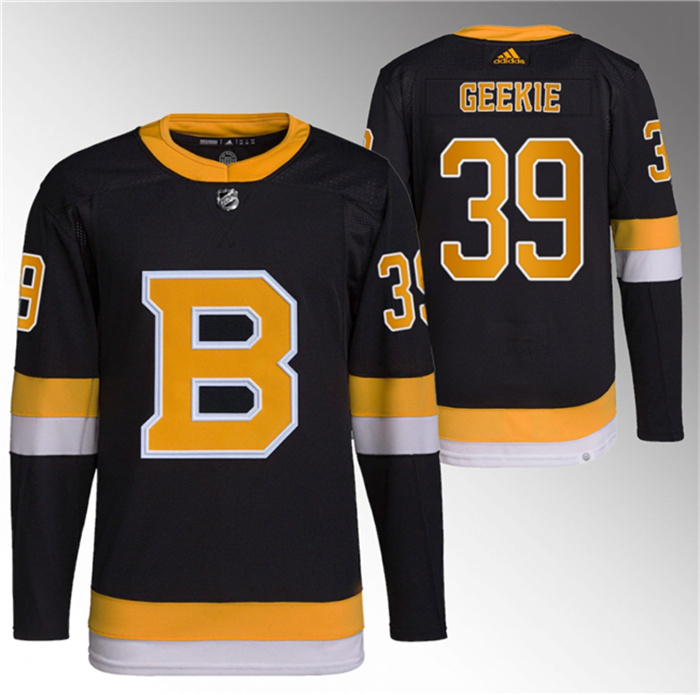 Personalized Men’s Boston Bruins #39 Morgan Geekie Black Home Breakaway Stitched Jersey