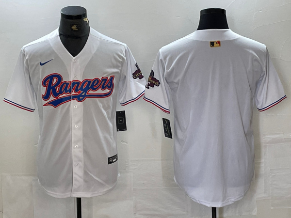 Personalized Men’s Texas Rangers Blank White 2024 Gold Collection Cool Base Stitched Baseball Jersey