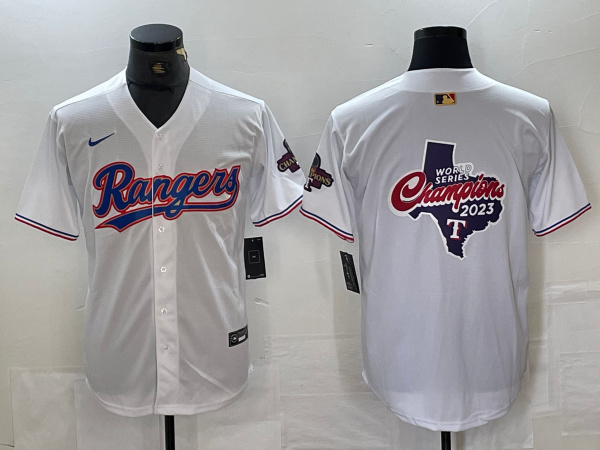 Personalized Men’s Texas Rangers Team Big Logo White 2024 Gold Collection Cool Base Stitched Baseball Jersey