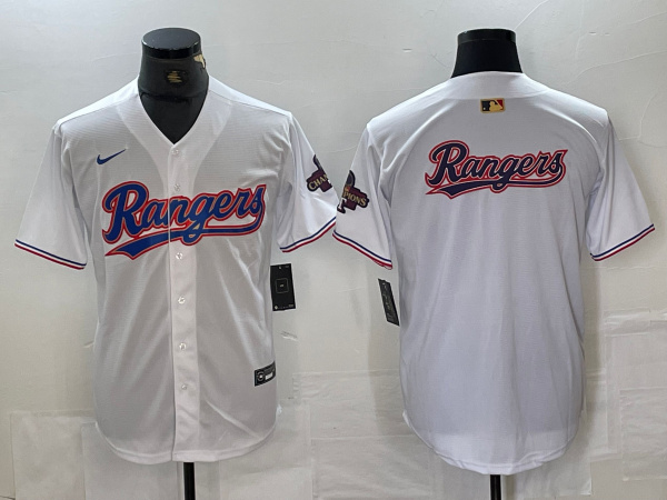 Personalized Men’s Texas Rangers Team Big Logo White 2024 Gold Collection Cool Base Stitched Baseball Jersey 4