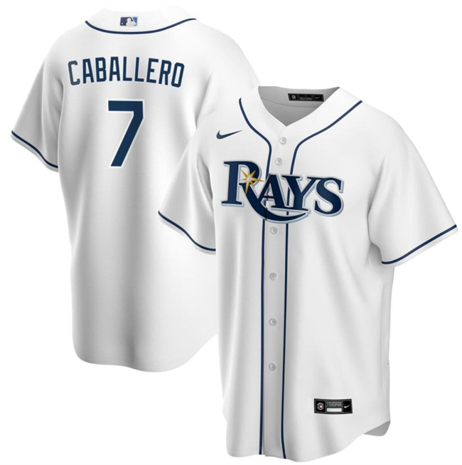 Personalized Men’s Tampa Bay Rays #7 Jose Caballero White Cool Base Stitched Baseball Jersey