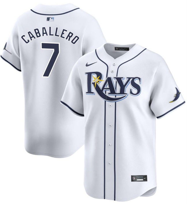 Personalized Men’s Tampa Bay Rays #7 Jose Caballero White Home Limited Stitched Baseball Jersey
