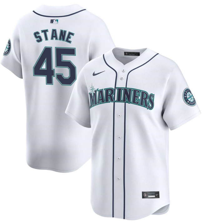Personalized Men’s Seattle Mariners #45 Ryne Stanek White Home Limited Stitched Jersey