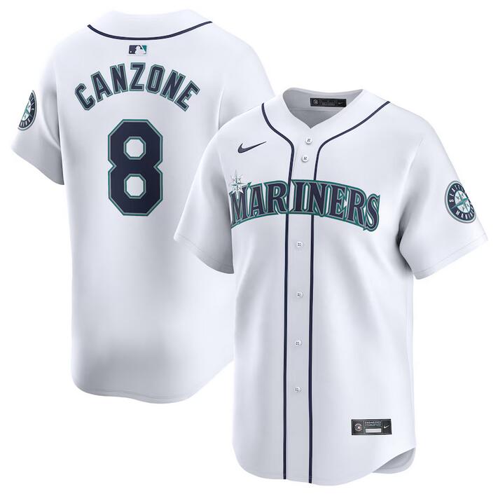 Personalized Men’s Seattle Mariners #8 Dominic Canzone White Home Limited Stitched Jersey