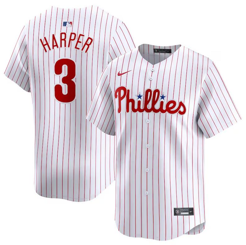 Personalized Men’s Philadelphia Phillies #3 Bryce Harper White Home Limited Stitched Jersey