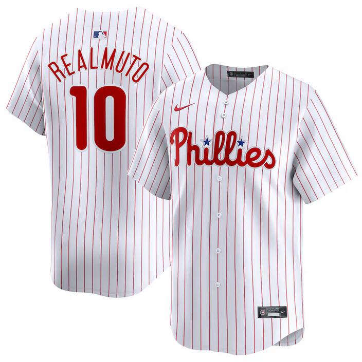 Personalized Men’s Philadelphia Phillies #10 J.T. Realmuto White Home Limited Stitched Jersey