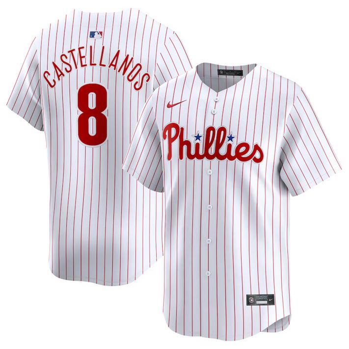 Personalized Men’s Philadelphia Phillies #8 Nick Castellanos White Home Limited Stitched Jersey