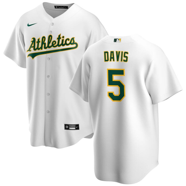 Personalized Men’s Oakland Athletics #5 J.D. Davis White Cool Base Stitched Jersey