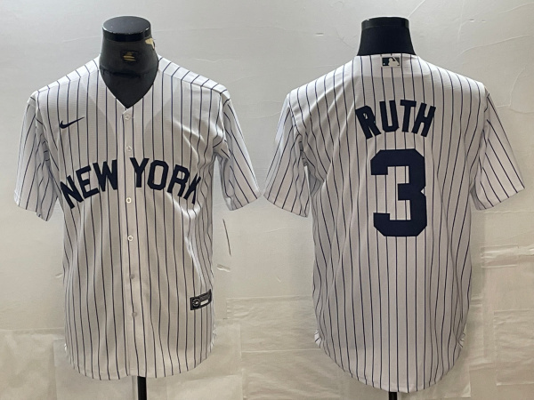 Personalized Men’s New York Yankees #3 Babe Ruth White Cool Base Stitched Baseball Jersey