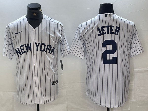 Personalized Men’s New York Yankees #2 Derek Jeter White Cool Base Stitched Baseball Jersey