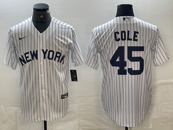 Personalized Men’s New York Yankees #45 Gerrit Cole White Cool Base Stitched Baseball Jersey