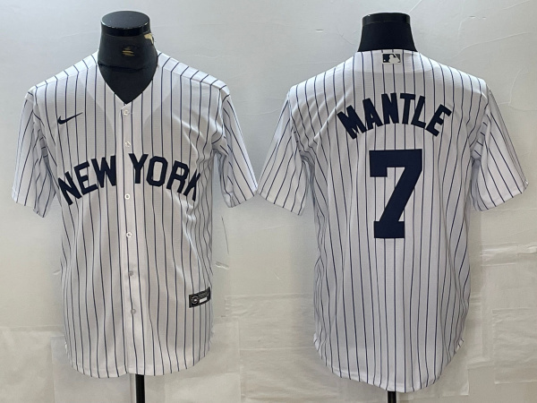 Personalized Men’s New York Yankees #7 Mickey Mantle White Cool Base Stitched Baseball Jersey