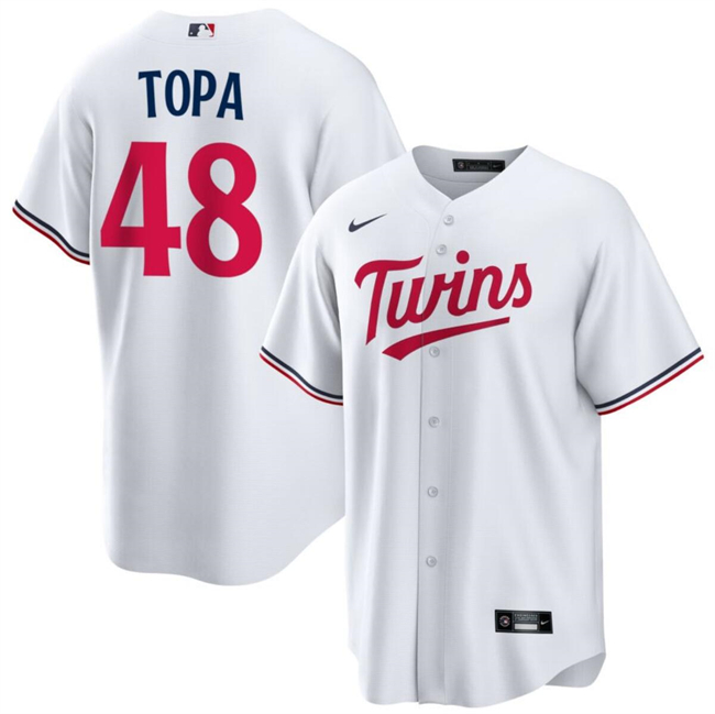 Personalized Men’s Minnesota Twins #48 Justin Topa White Cool Base Stitched Baseball Jersey