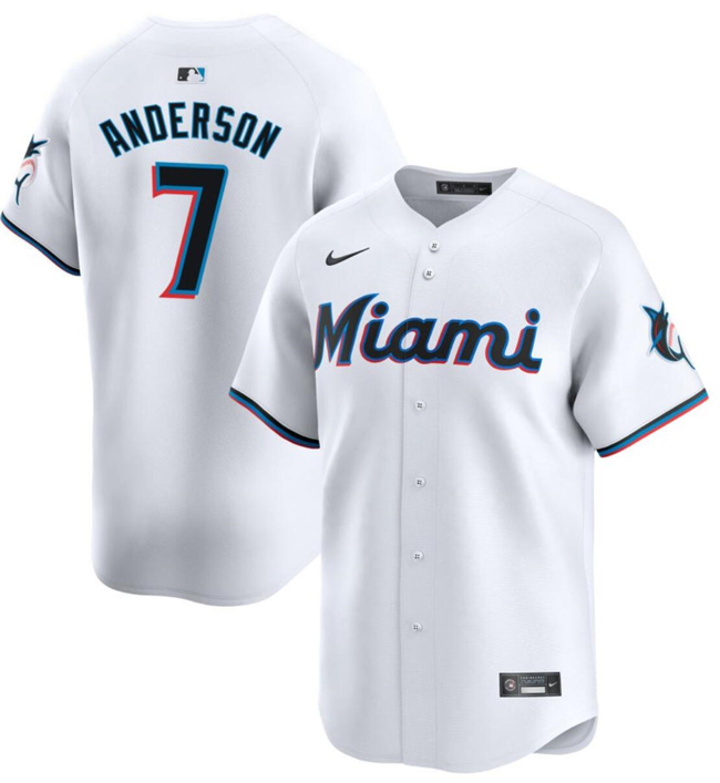 Personalized Men’s Miami Marlins #7 Tim Anderson White Home Limited Stitched Baseball Jersey