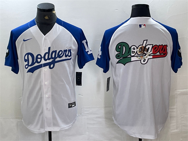 Personalized Men’s Los Angeles Dodgers Team Big Logo White Blue Vin Patch Cool Base Stitched Baseball Jerseys 1