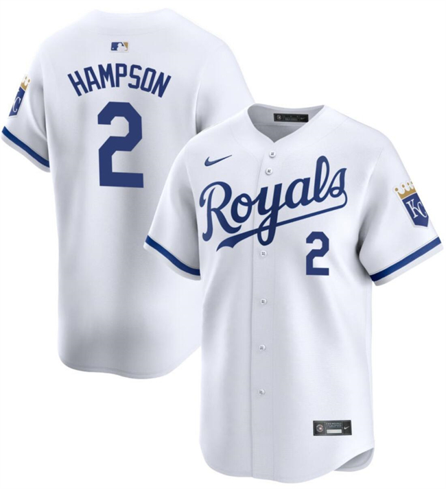 Personalized Men’s Kansas City Royals #2 Garrett Hampson White 2024 Home Limited Cool Base Stitched Baseball Jersey
