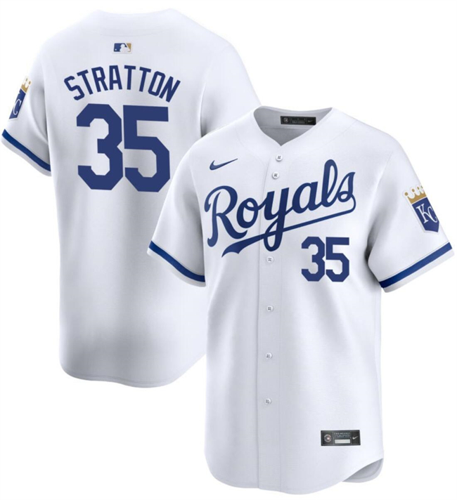 Personalized Men’s Kansas City Royals #35 Chris Stratton White 2024 Home Limited Cool Base Stitched Baseball Jersey