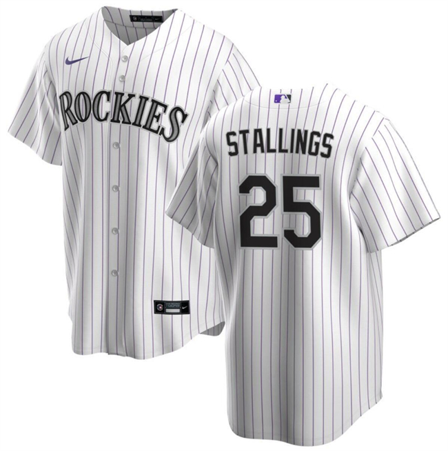 Personalized Men’s Colorado Rockies #25 Jacob Stallings White Cool Base Stitched Baseball Jersey