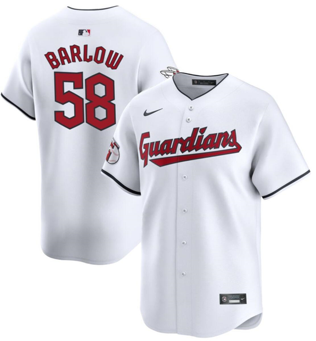 Personalized Men’s Cleveland Guardians #58 Scott Barlow White Home Limited Stitched Baseball Jersey