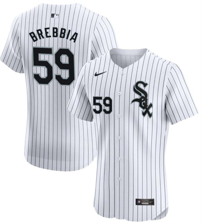 Personalized Men’s Chicago White Sox #59 John Brebbia White Elite Stitched Baseball Jersey