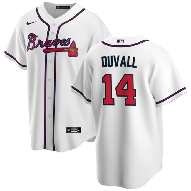 Personalized Men’s Atlanta Braves #14 Adam Duvall White Cool Base Stitched Baseball Jersey
