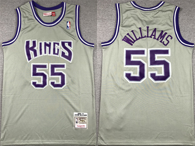 Personalized Men’s Sacramento Kings #55 Jason Williams Grey 2000-01 Throwback Stitched Jersey