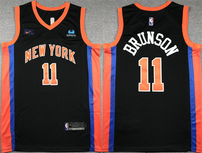 Personalized Men’s New Yok Knicks #11 Jalen Brunson Black Stitched Basketball Jersey