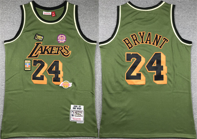 Personalized Men’s Los Angeles Lakers #24 Kobe Bryant Green 1996-97 Throwback Basketball Jersey