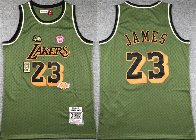 Personalized Men’s Los Angeles Lakers #23 LeBron James Green 2018-19 Throwback Basketball Jersey