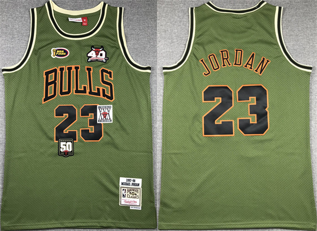 Personalized Men’s Chicago Bulls #23 Michael Jordan Green 1997-98 Throwback Stitched Basketball Jersey