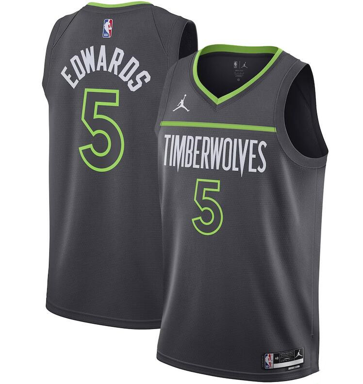 Personalized Men’s Minnesota Timberwolves #5 Anthony Edwards Black Statement Edition Stitched Jersey
