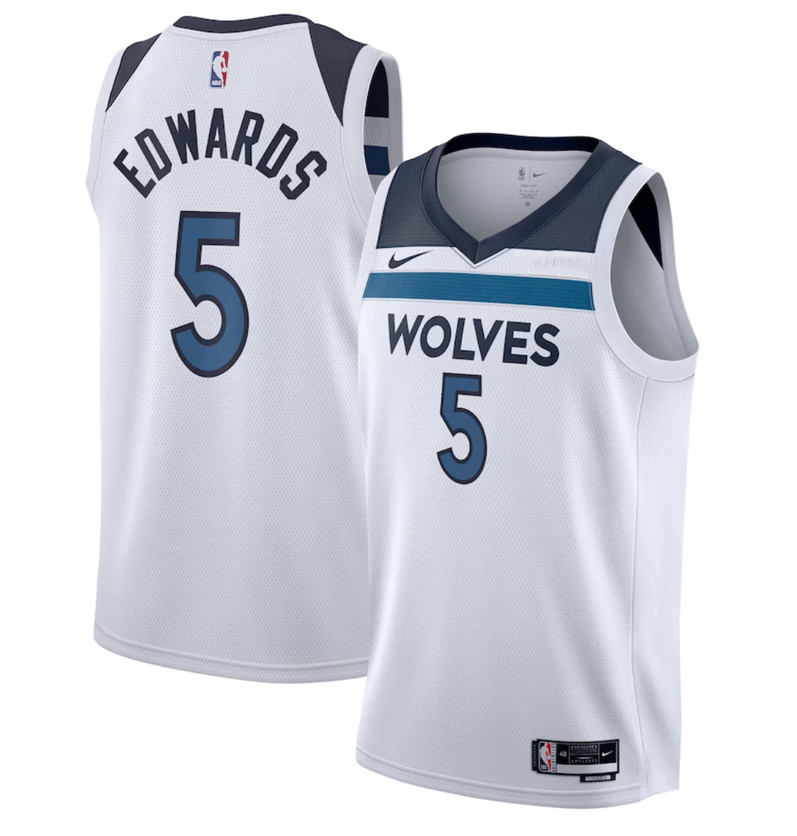 Personalized Men’s Minnesota Timberwolves #5 Anthony Edwards White Association Edition Stitched Jersey