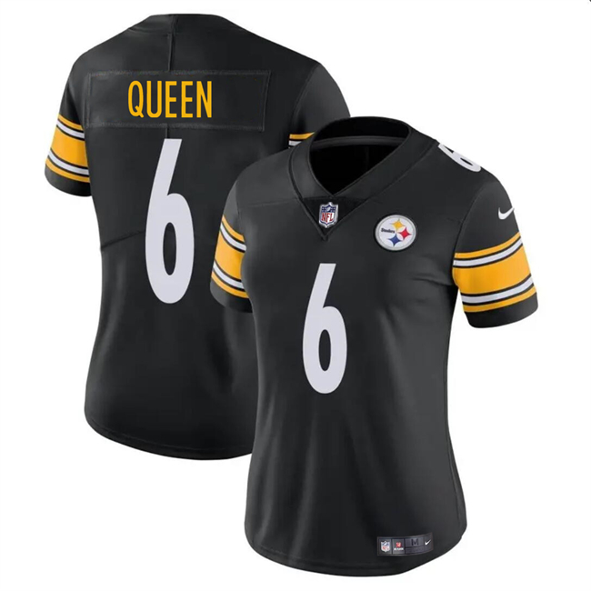 Personalized Women’s Pittsburgh Steelers #6 Patrick Queen Black Stitched Football Jersey(Run Small)