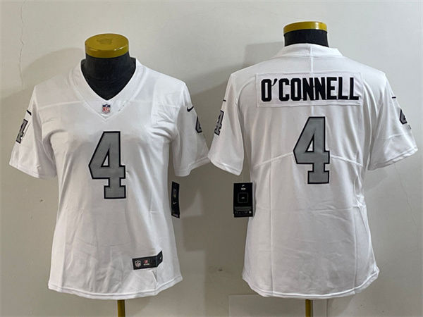 Personalized Women’s Las Vegas Raiders #4 Aidan O’Connell White Color Rush Limited Stitched Jersey(Run Small)