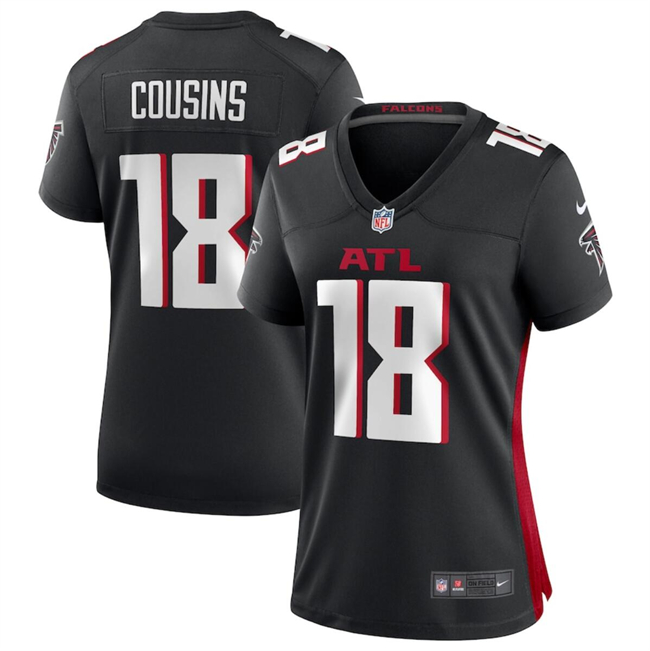 Personalized Women’s Atlanta Falcons #18 Kirk Cousins Black Stitched Jersey(Run Small)