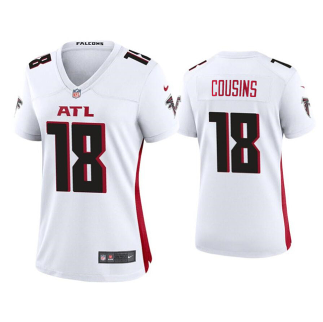 Personalized Women’s Atlanta Falcons #18 Kirk Cousins White Stitched Jersey(Run Small)