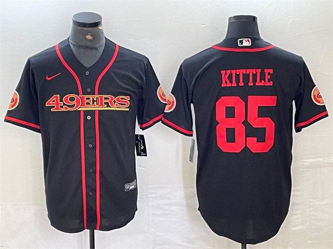Personalized Men’s San Francisco 49ers #85 George Kittle Black With Patch Cool Base Stitched Baseball Jersey