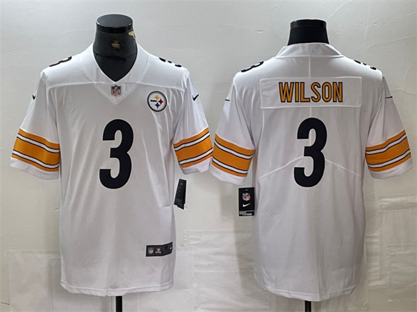 Personalized Men’s Pittsburgh Steelers #3 Russell Wilson White Untouchable Limited Stitched Jersey